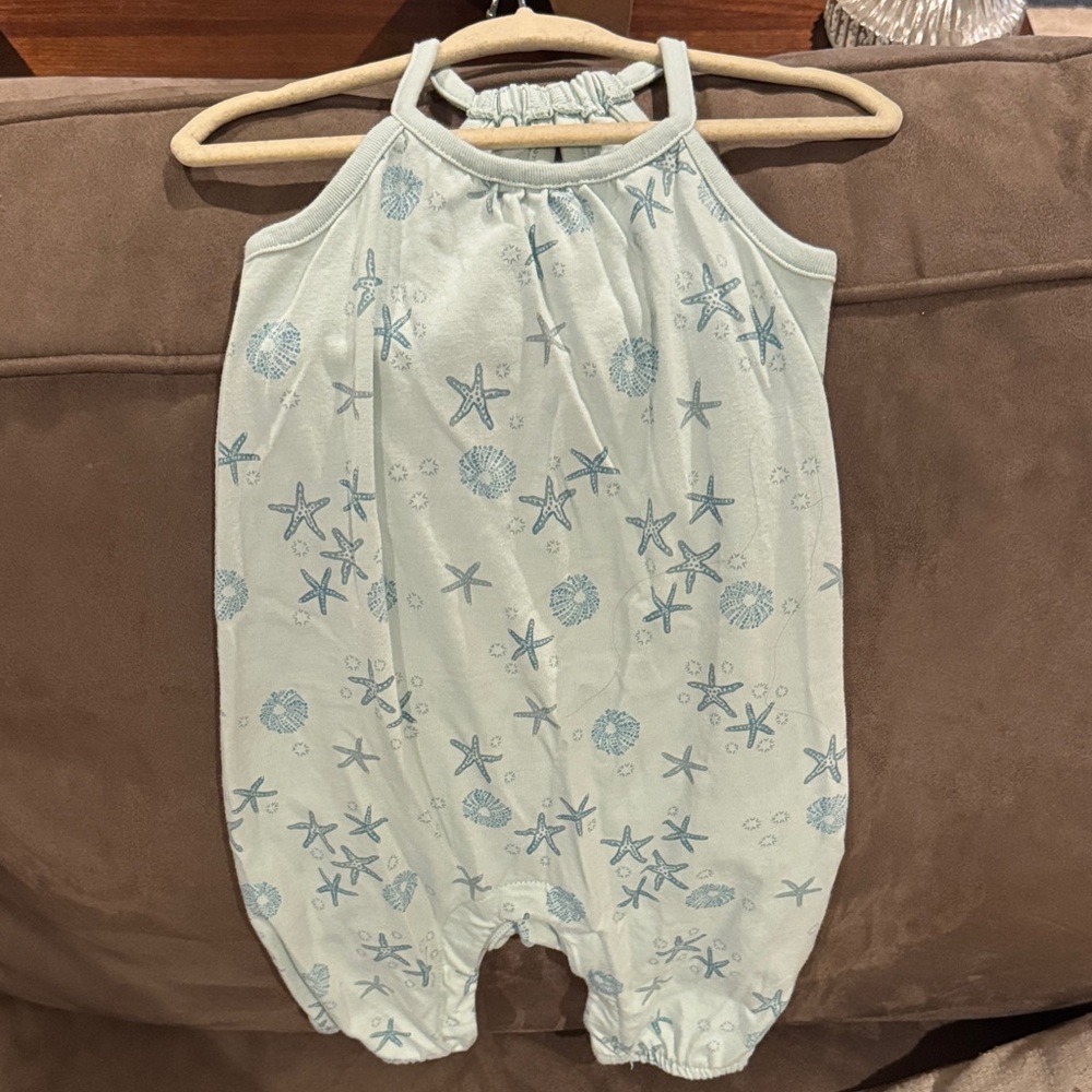 Old Navy Baby Romper in Light Blue with Starfish Print